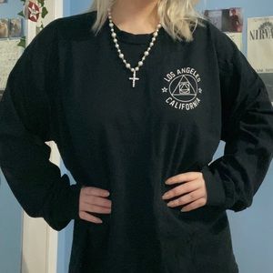 Oversized LA graphic black long sleeve tee